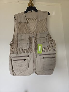 Mesh Utility Vest Fishing Vest New XL in Beige